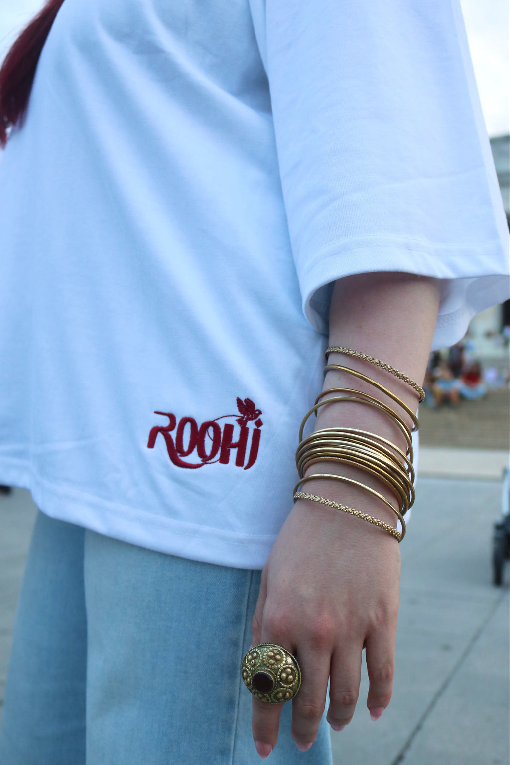 White embroidery Tee